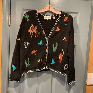 Marisa Christina very charming vintage black Western sweater, M, worn once